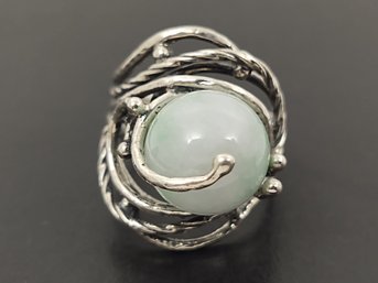 ISRAEL DESIGNER PAZ STERLING SILVER JADE RING