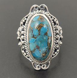 STUNNING STERLING SILVER BLUE MOJAVE TURQUOISE RING