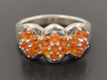 STUNNING STERLING SILVER ORANGE GEMSTONE RING