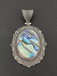 STUNNING STERLING SILVER ABALONE BALI STLYE PENDANT