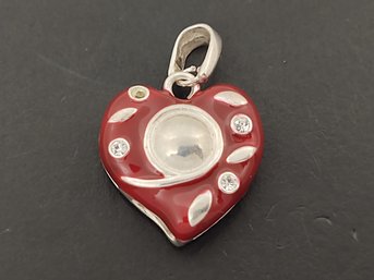 BEAUTIFUL ITALIAN MILOR STERLING SILVER ENAMEL HEART PENDANT