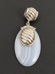 BEAUTIFUL STERLING SILVER LACE AGATE PENDANT