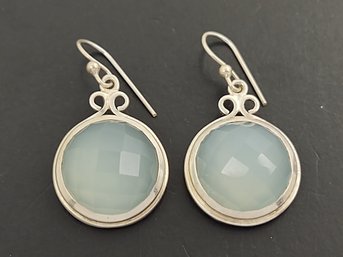 DESIGNER FIDA STERLING SILVER FACETED AQUAMARINE EARRINGS