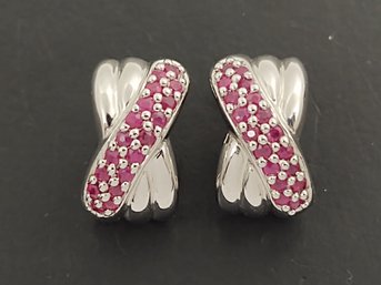 BEAUTIFUL STERLING SILVER RUBY EARRINGS