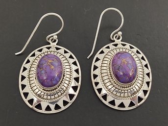 STUNNING STERLING SILVER PURPLE MOJAVE TURQUOISE EARRINGS