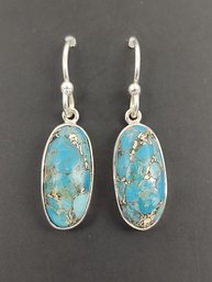 BEAUTIFUL STERLING SILVER BLUE MOJAVE TURQUOISE EARRINGS