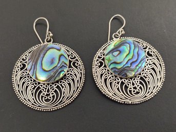 DESIGNER MERAN STERLING SILVER ABALONE EARRINGS