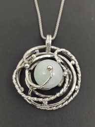 ISRAEL DESIGNER PAZ STERLING SILVER JADE NECKLACE