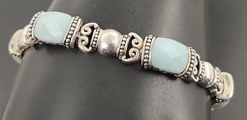 BEAUTIFUL STERLING SILVER BLUE HARDSTONE BRACELET