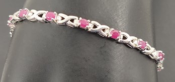 STUNNING STERLING SILVER RUBY XOXO HUGS & KISSES BRACELET