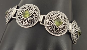 ISRAEL DESIGNER PAZ STERLING SILVER PERIDOT BRACELET