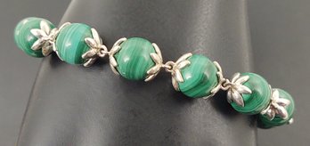 DESIGNER WHITNEY KELLY STERLING SILVER MALACHITE BEADED BRACELET