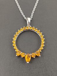 STUNNING STERLING SILVER CITRINE NECKLACE