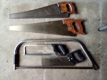 Five Saw Lot For Most Home/yard Needs - 2 By Disston, 1 By Buck Bros., 1 By True Temper/gar