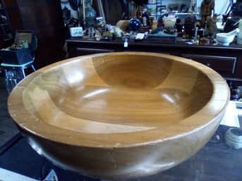 Large Vintage Handmade & Signed Turned Wood Fruit/salad Bowl.  MikH/A1