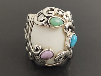 SOUTHWESTERN DESIGNER CAROLYN POLLACK STERLING SILVER MULTI STONE RING