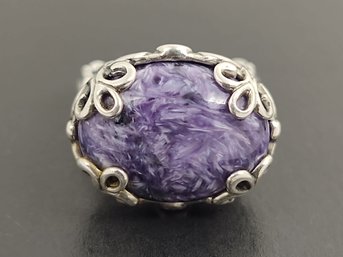 SOUTHWESTERN DESIGNER CAROLYN POLLACK STERLING SILVER CHAROITE RING