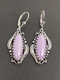 DESIGNER CAROLYN POLLACK AMERICAN WEST STERLING SILVER PURPLE AGATE EARRINGS