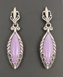 SOUTHWESTERN DESIGNER CAROLYN POLLACK STERLING PURPLE AGATE EARRINGS