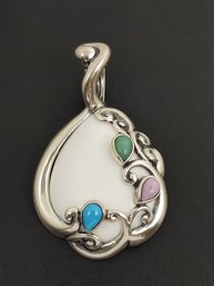 DESIGNER CAROLYN POLLACK STERLING SILVER MULTI STONE ENHANCER PENDANT