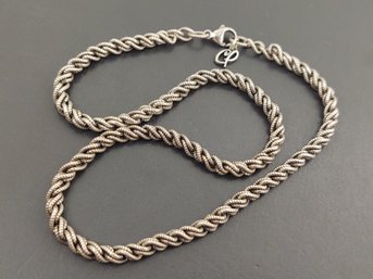 DESIGNER CAROLYN POLLACK STERLING SILVER 5mm TWISTED FANCY LINK NECKLACE