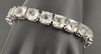 STUNNING CHUNKY STERLING SILVER GREEN AMETHYST BRACELET