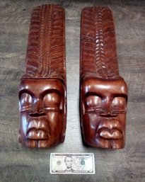 Pair Of Large Vintage Full-face Carved Wooden African Masks.   KM/D1