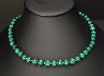 DESIGNER WHITNEY KELLY STERLING SILVER 8mm MALACHITE BEADED NECKLACE