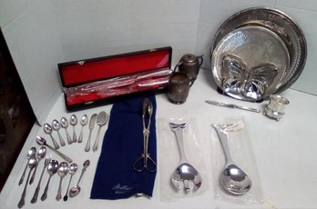 Silver Plate & Silver Tone Treasures: Serving Pieces, Spoons, Platters, Sugar & Creamer  AB-RC- Ms Pearl/B1box