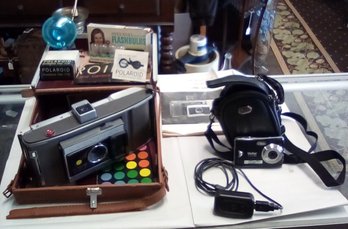 Vtg. Polaroid J66 Camera With Leather Case & Accessories  Vivitar Video Camera 8025 MP/E5