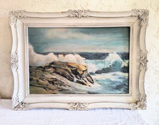 Beautifully Vivid Vintage Seascape Painting On Board, Framed