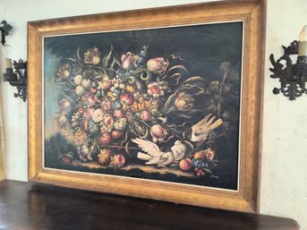 Large Framed And Signed Floral Artwork