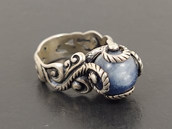 DESIGNER CAROLYN POLLACK STERLING SILVER BLUE QUARTZ BALL ORB RING