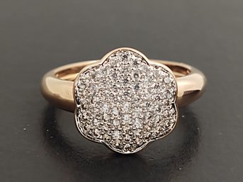 STUNNING MILOR ITALY ROSE GOLD OVER BRONZE CZ CLUSTER RING