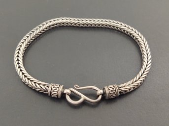 HEAVY BALI STYLE STERLING SILVER WHEAT CHAIN BRACELET