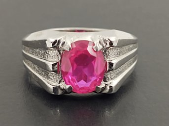 VINTAGE ART DECO STERLING SILVER RUBY RING