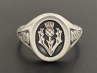 VINTAGE STERLING SILVER SCOTTISH THISTLE SIGNET RING