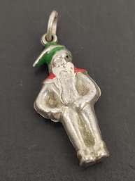 VINTAGE STERLING SILVER ENAMEL SANTA CLAUS CHARM FOR CHARM BRACELET