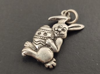 VINTAGE STERLING SILVER EASTER BUNNY CHARM FOR CHARM BRACELET