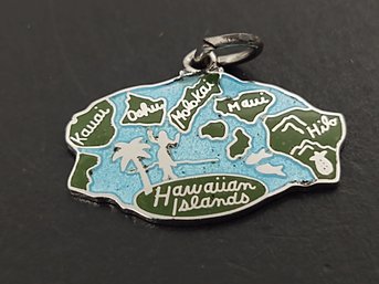 VINTAGE STERLING SILVER ENAMEL HAWAIIAN ISLANDS CHARM FOR CHARM BRACELET