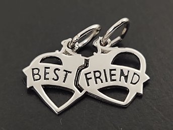 VINTAGE STERLING SILVER BEST FRIENDS DOUBLE CHARM FOR CHARM BRACELET