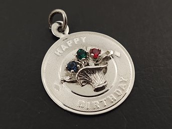 VINTAGE STERLING SILVER HAPPY BIRTHDAY CHARM FOR CHARM BRACELET