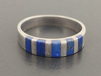 VINTAGE STERLING SILVER LAPIS INLAY RING