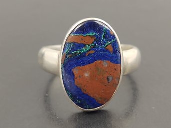 VINTAGE STERLING SILVER MULTI COLORED JASPER RING