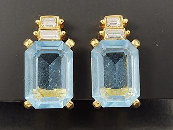 VINTAGE DESIGNER CHRISTIAN DIOR CRYSTAL CLIP ON EARRINGS