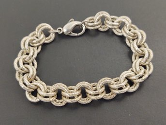 HEAVY VINTAGE STERLING SILVER DOUBLE ROLO LINK BRACELET