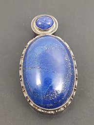 HEAVY VINTAGE STERLING SILVER LAPIS LAZULI PENDANT