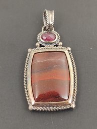 DESIGNER WHITNEY KELLY STERLING SILVER JASPER & GARNET PENDANT