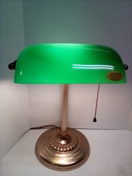 Banker's Lamp With Hand Blown Green Glass & Brass    MP/B4