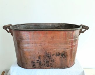 Very Large Antique Bin /kindling Bin With Wood Handles